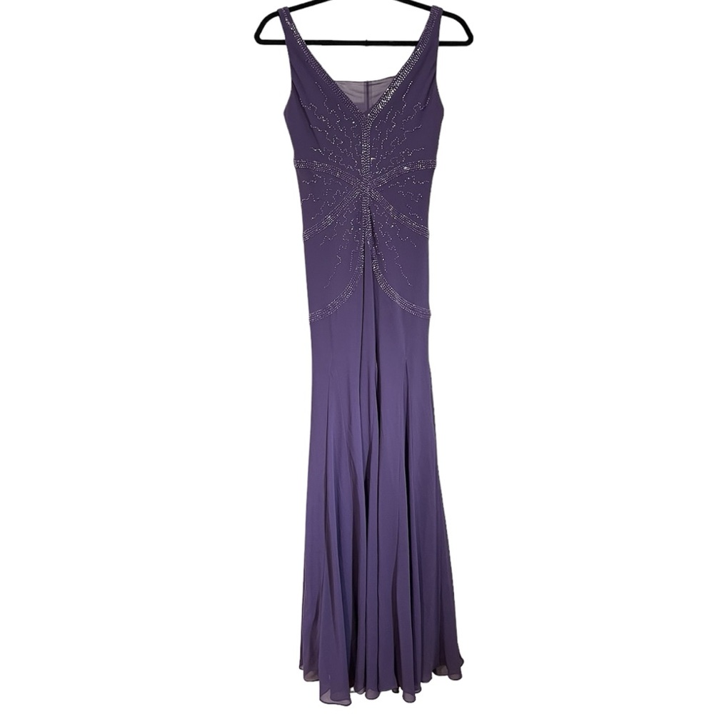 90’s Purple Beaded Alex Evening Maxi Dress - Sleeveless (Size 6)